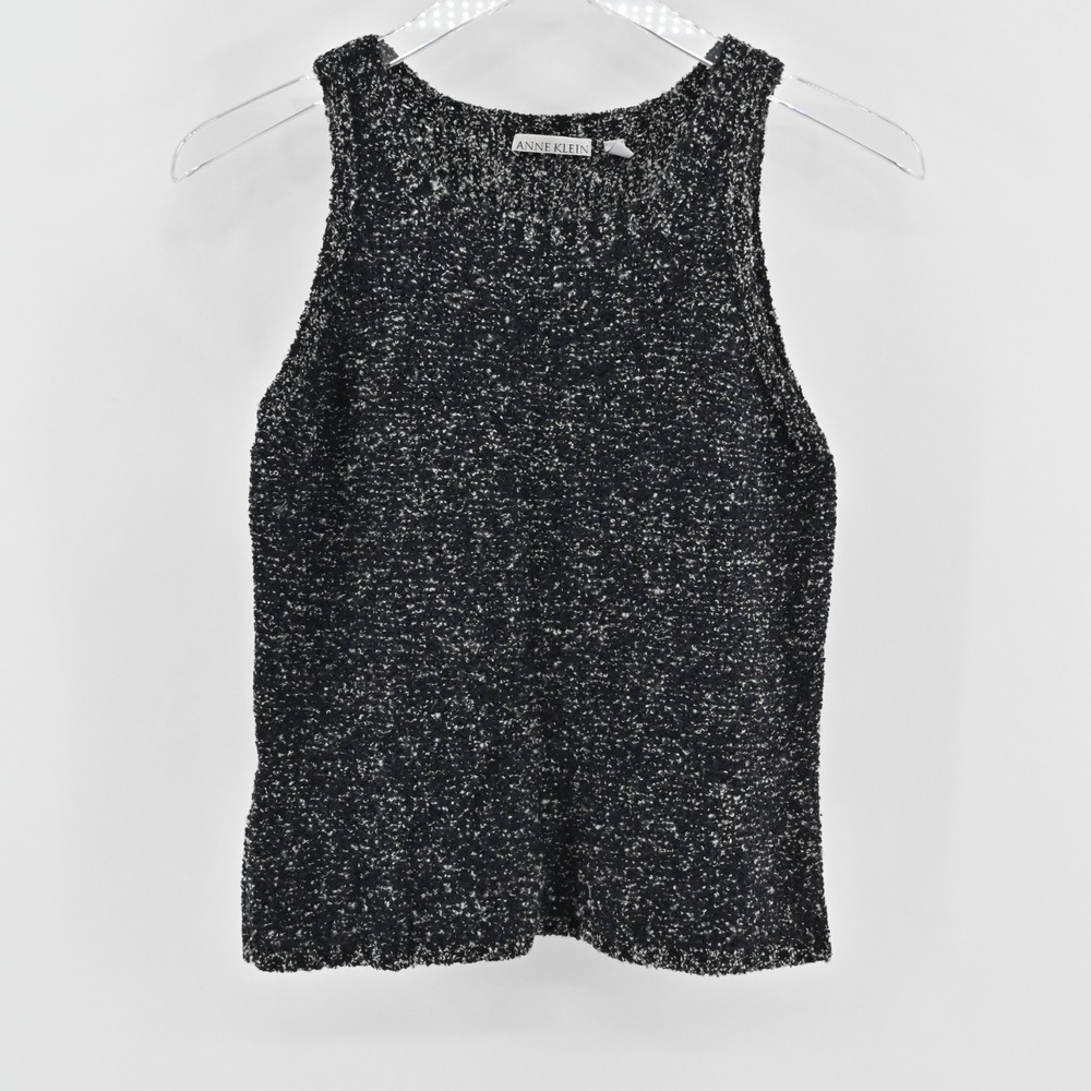 Vtg ANNE KLEIN Womens Wool Sleeveless Top Size S‎ Gray Sweater Academia Corpcore